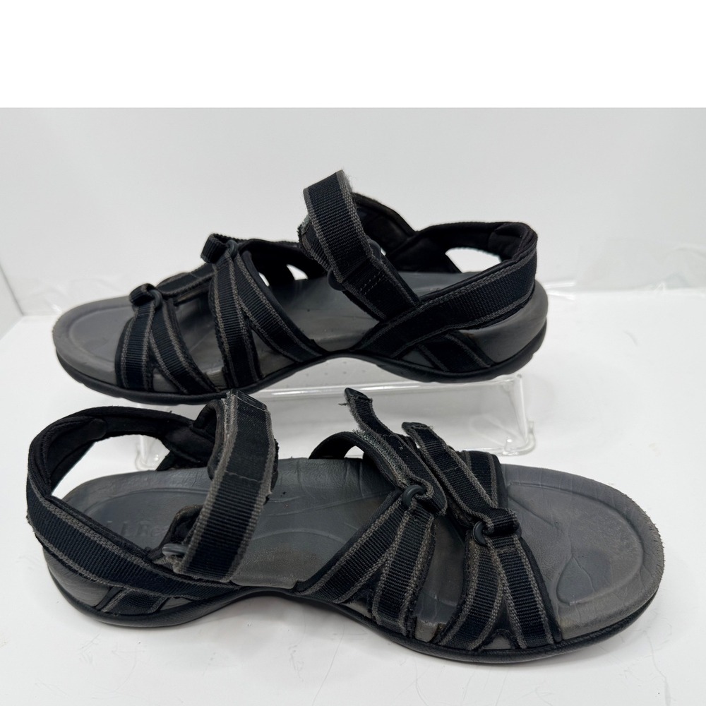 LL Bean Womens 8 Adventure Sandals Black Grey Multi Strap Adjustable 274553